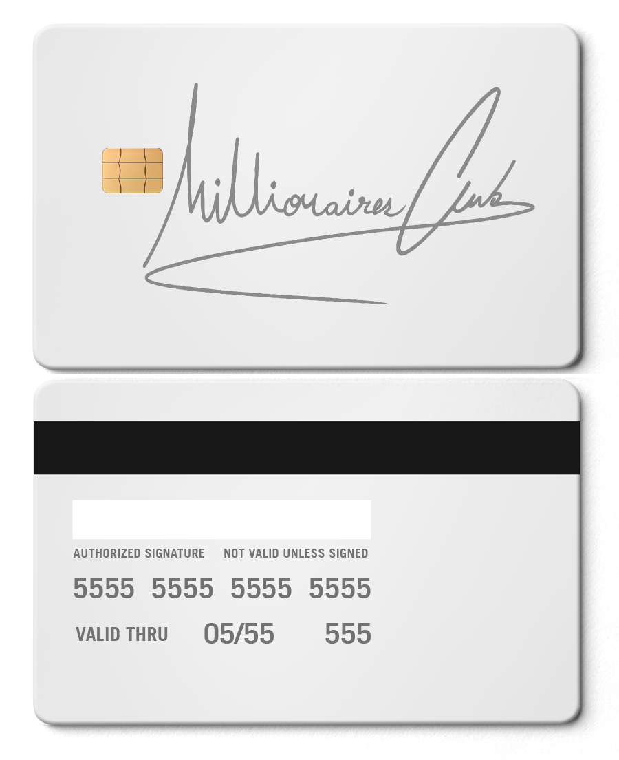 Exclusive Millionaires Club metal cards with premium metal finish, luxury custom metal cards for international buyers