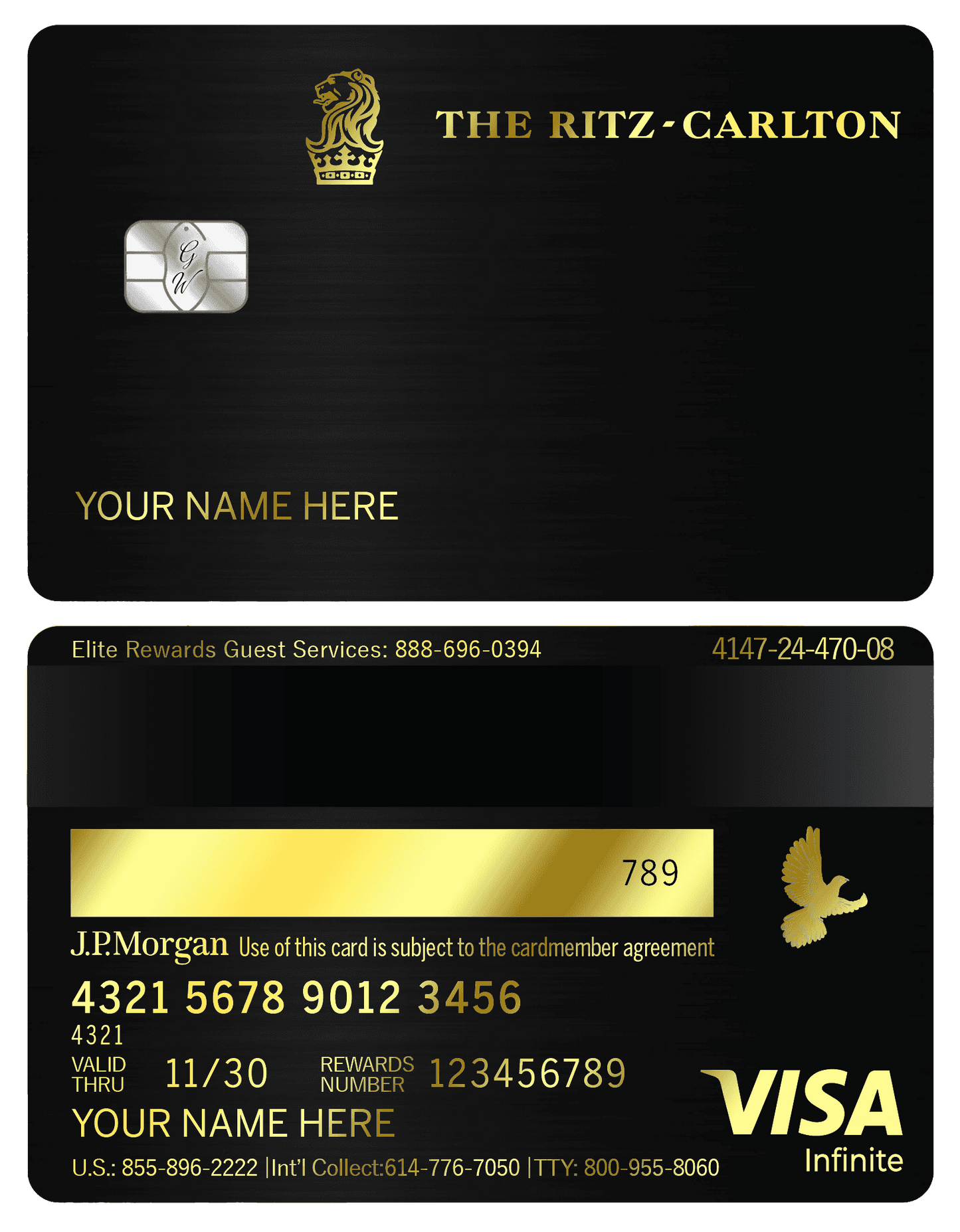 Exclusive Ritz-Carlton metal card designed for premium hospitality clients