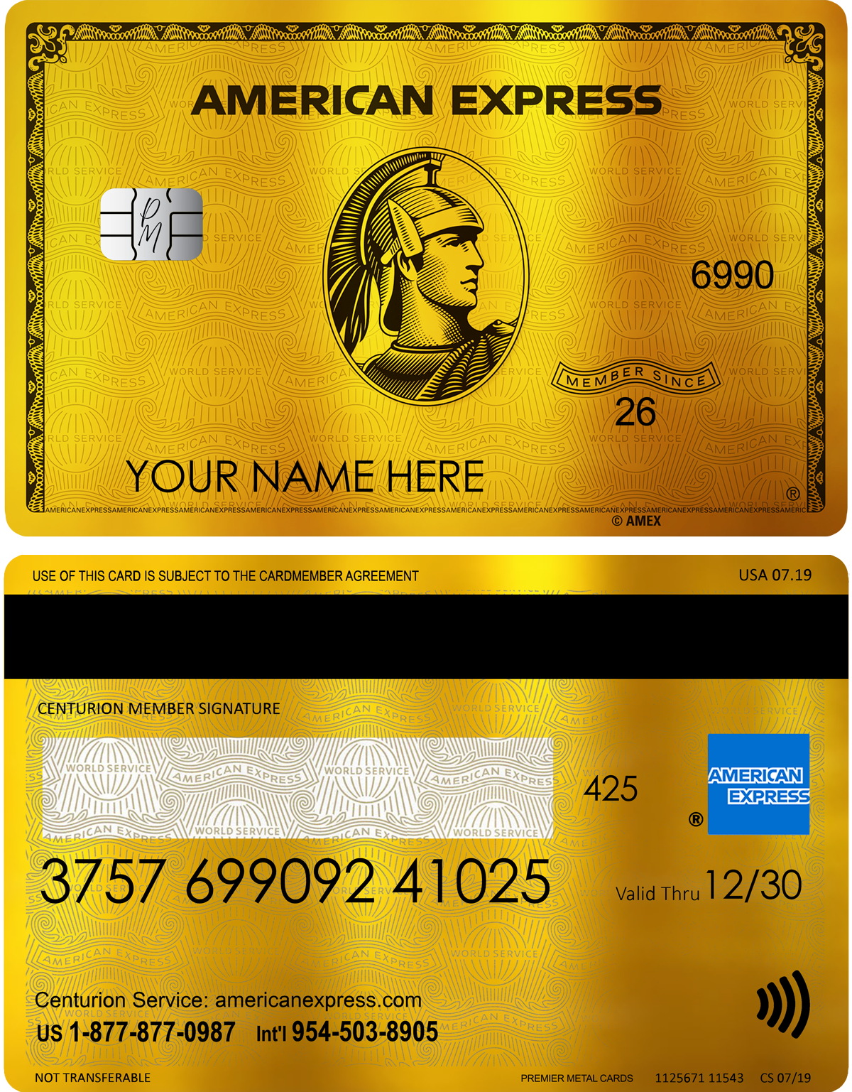 24K Gold AMEX Metal Card