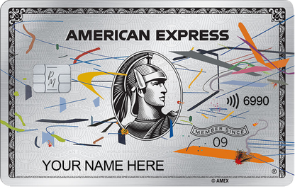 Art Platinum AMEX metal card by Gold Wraps, platinum stainless steel with intricate art design