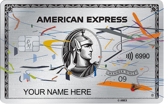 Art Platinum AMEX metal card by Gold Wraps, platinum stainless steel with intricate art design