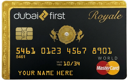 Dubai Royal metal card by Gold Wraps, premium gold stainless steel with Arabic royal design