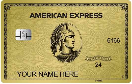 Gold AMEX metal card by Gold Wraps, premium gold stainless steel luxury card
