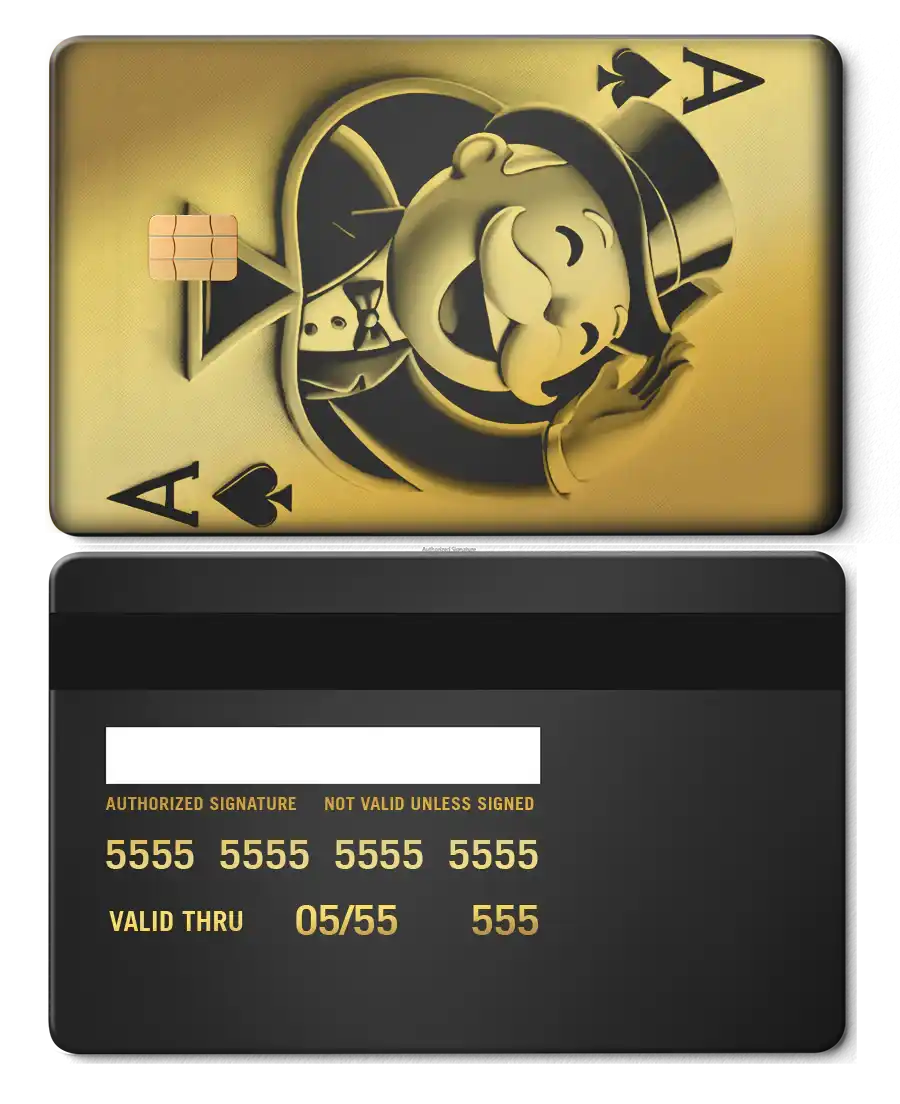 High-end Ace Of Monopoly metal card with engraved metal card details and luxury global appeal