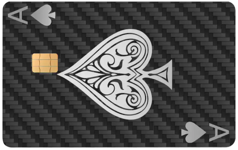 High-end Ace of Spades metal card with intricate engraved metal card details and luxury global appeal
