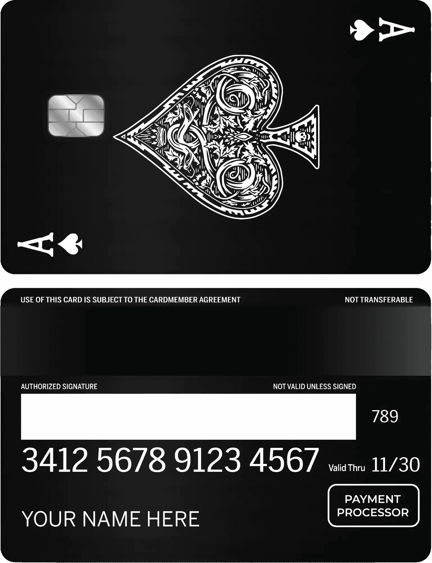 Exclusive Ace vertical metal card with high-end engraved artwork