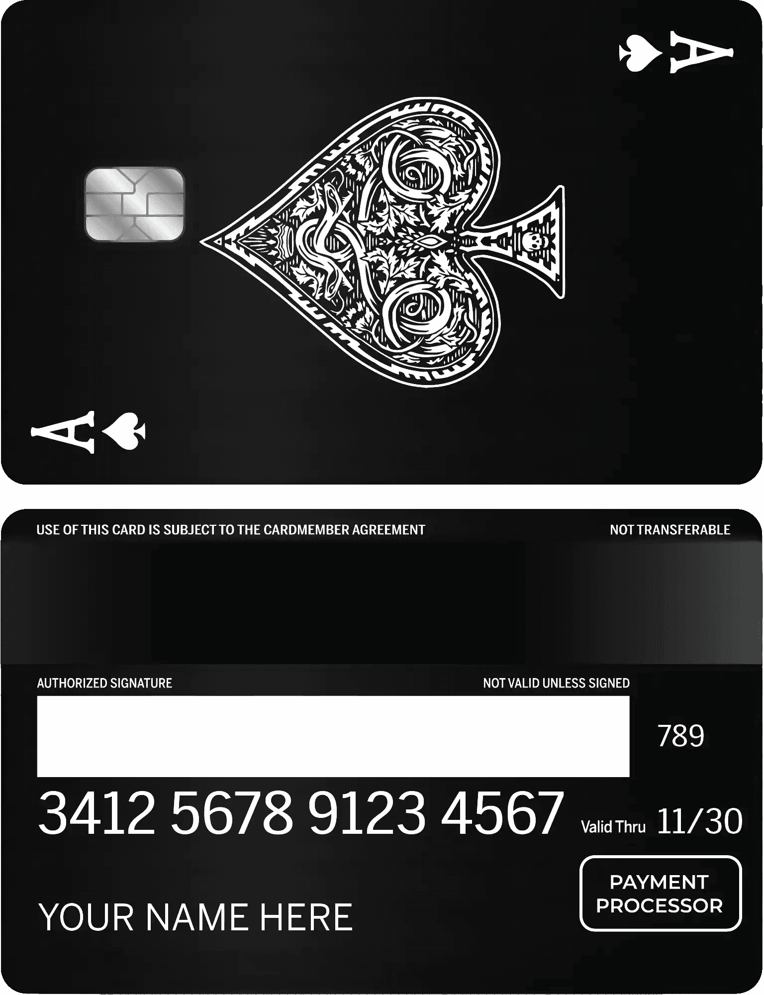 Exclusive Ace vertical metal card with high-end engraved artwork