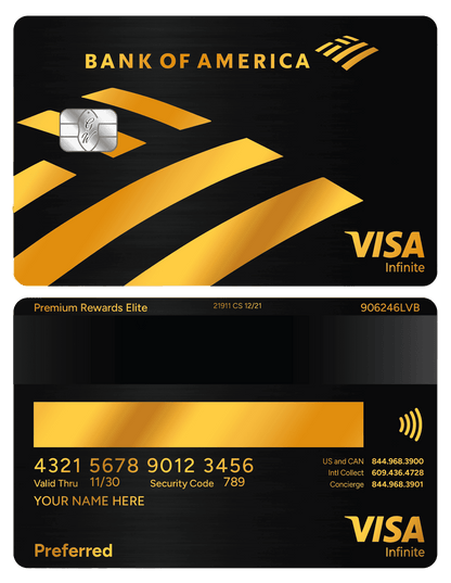 Luxury Bank of America metal card with sophisticated corporate styling