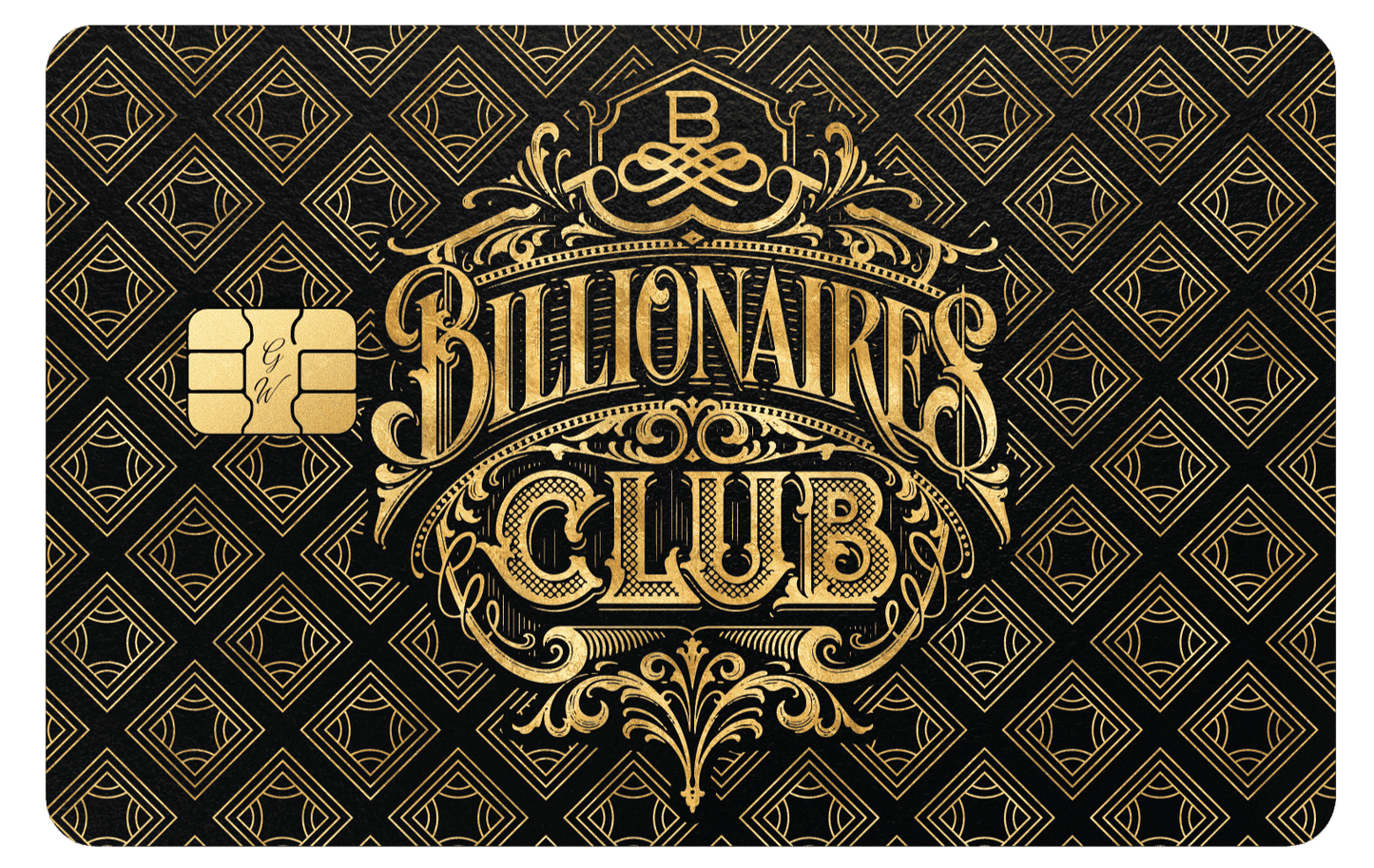Billionaire's Club metal card by Gold Wraps, premium stainless steel wealth card
