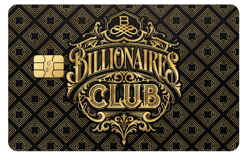 Billionaire's Club metal card by Gold Wraps, premium stainless steel wealth card