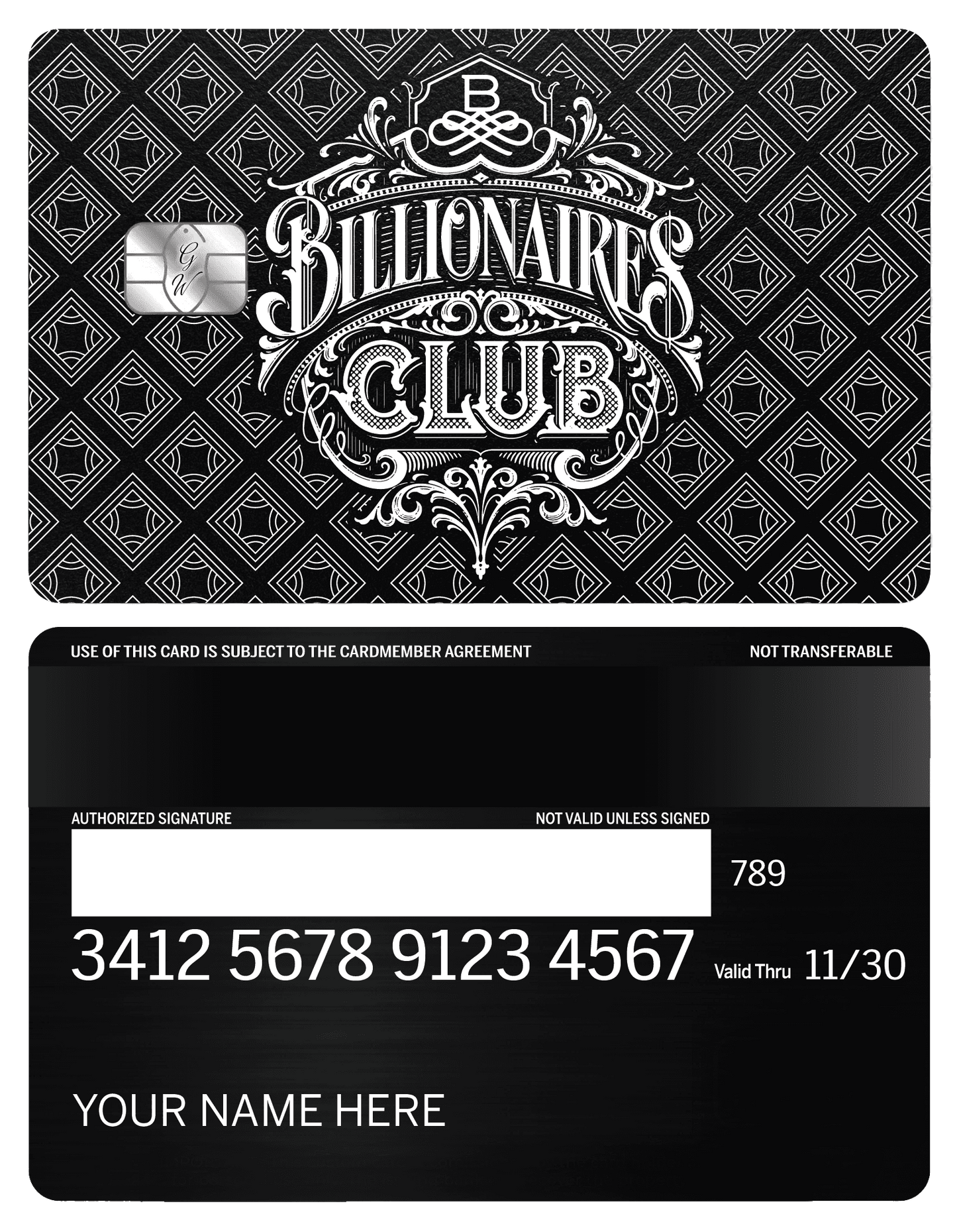 Exclusive Billionaires Club metal card featuring sophisticated luxury styling