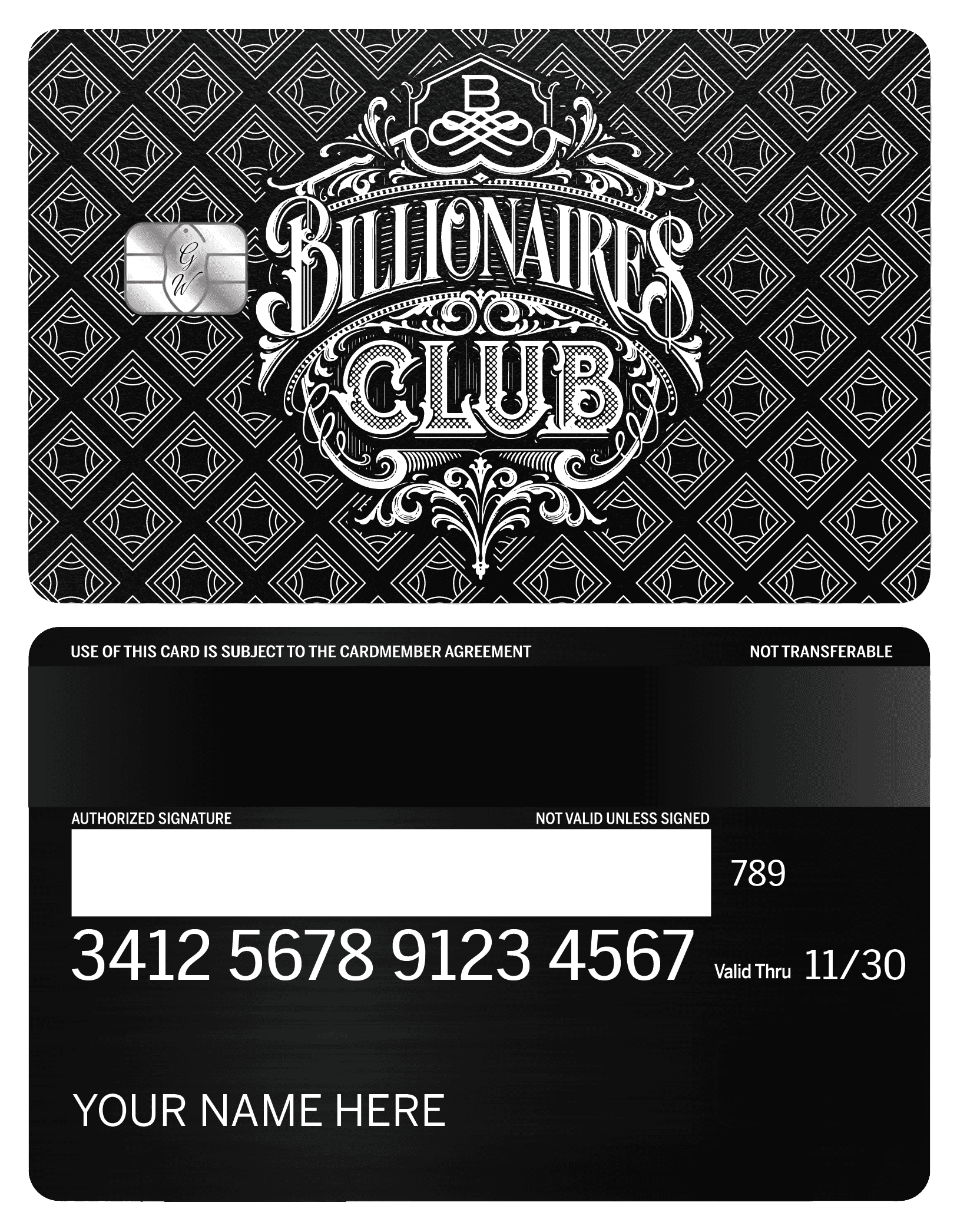 Exclusive Billionaires Club metal card featuring sophisticated luxury styling