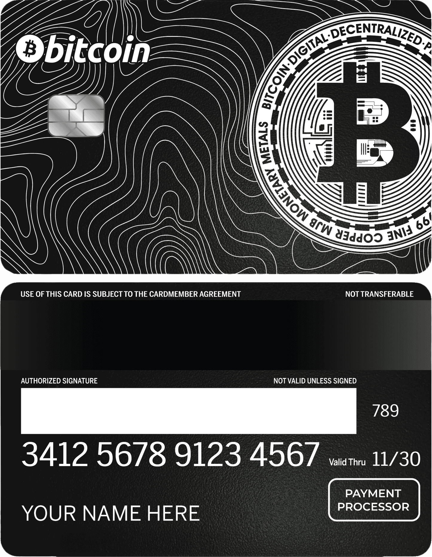 Exclusive Bitcoin Enthusiast metal card with high-end engraved crypto design