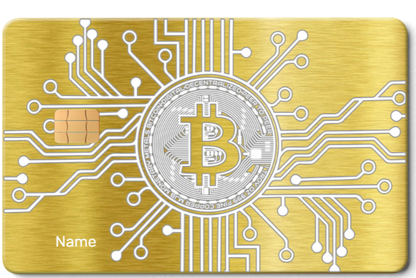 Premium Bitcoin metal card with modern metal card styling and high-end cryptocurrency design