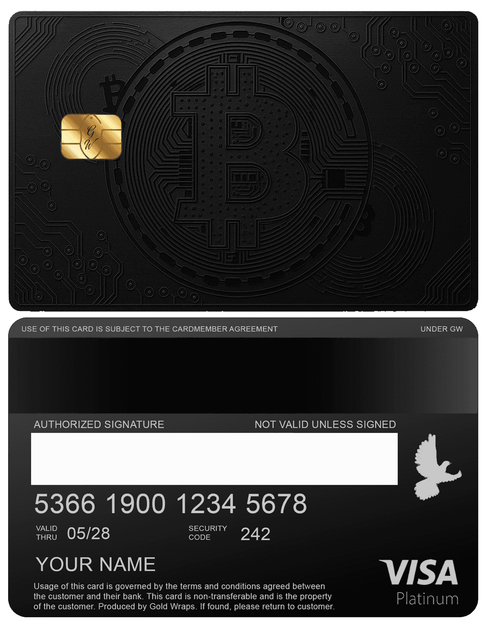 Premium black Bitcoin metal card with elegant minimalist design