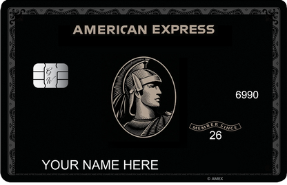 Black Centurion AMEX metal card by Gold Wraps, premium matte black stainless steel luxury card