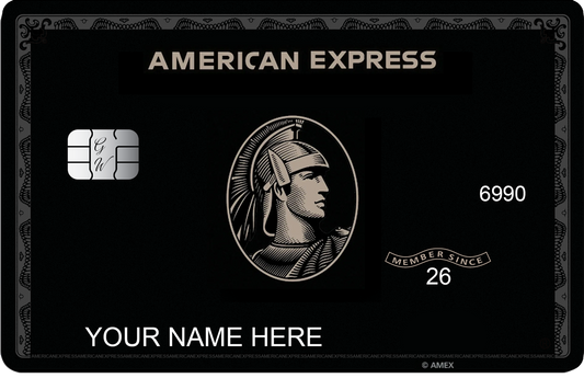 Black Centurion AMEX metal card by Gold Wraps, premium matte black stainless steel luxury card
