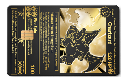 Charizard metal card by Gold Wraps, stainless steel collector card
