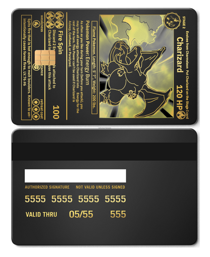 Exclusive Charizard metal card with sophisticated metal card finish and premium color design for global collectors