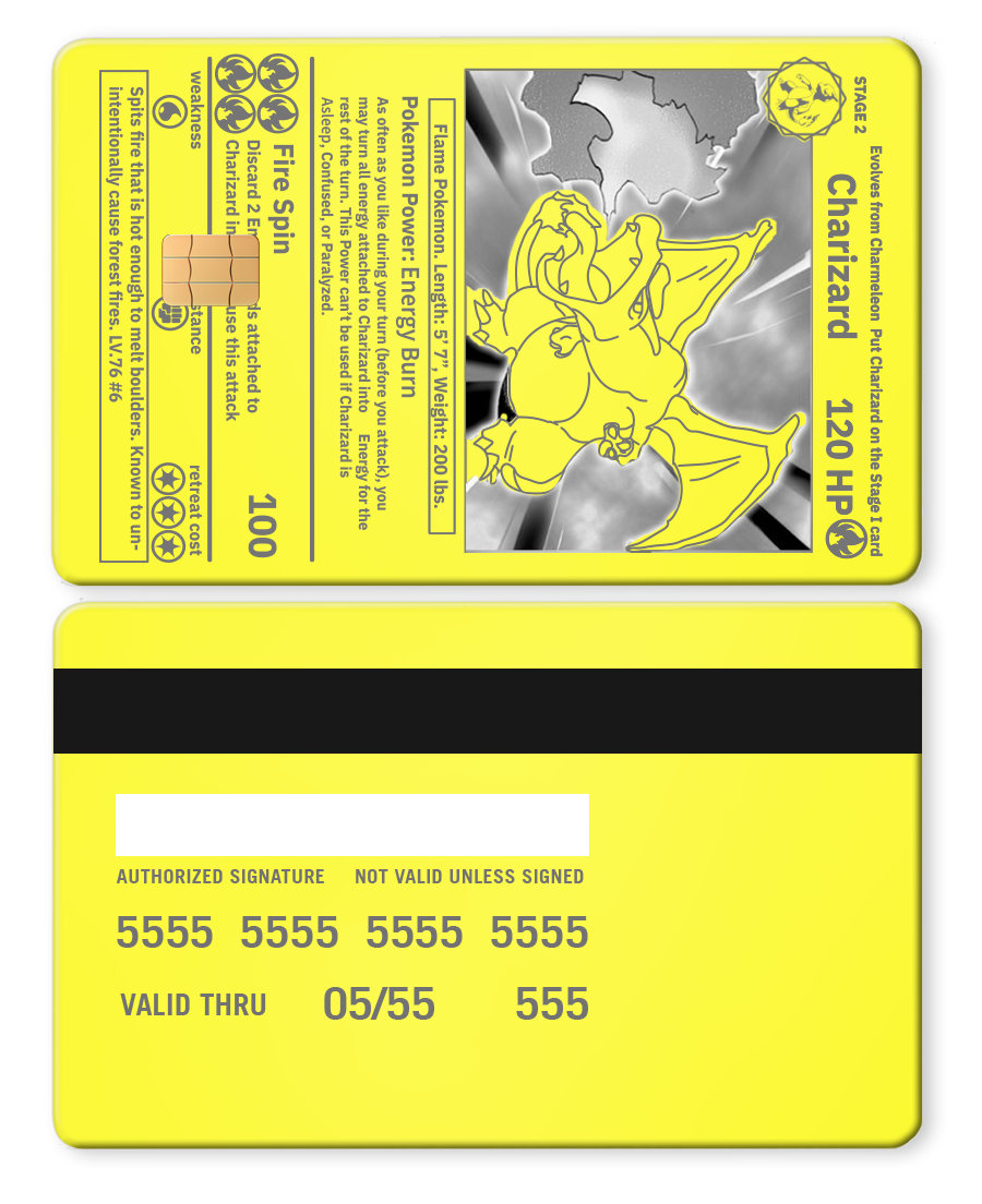 High-end Charizard metal card with premium metal card construction and elite international color variations