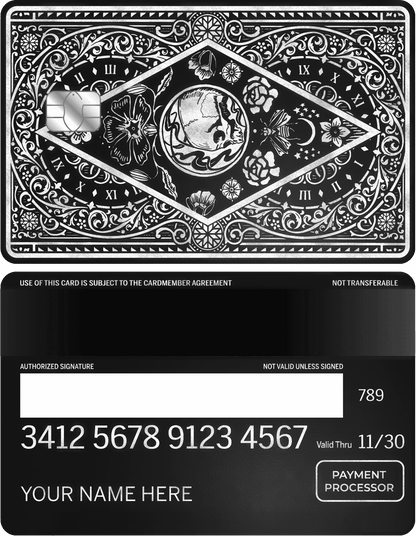 Exclusive Clock of Death vertical metal card with bold gothic artwork