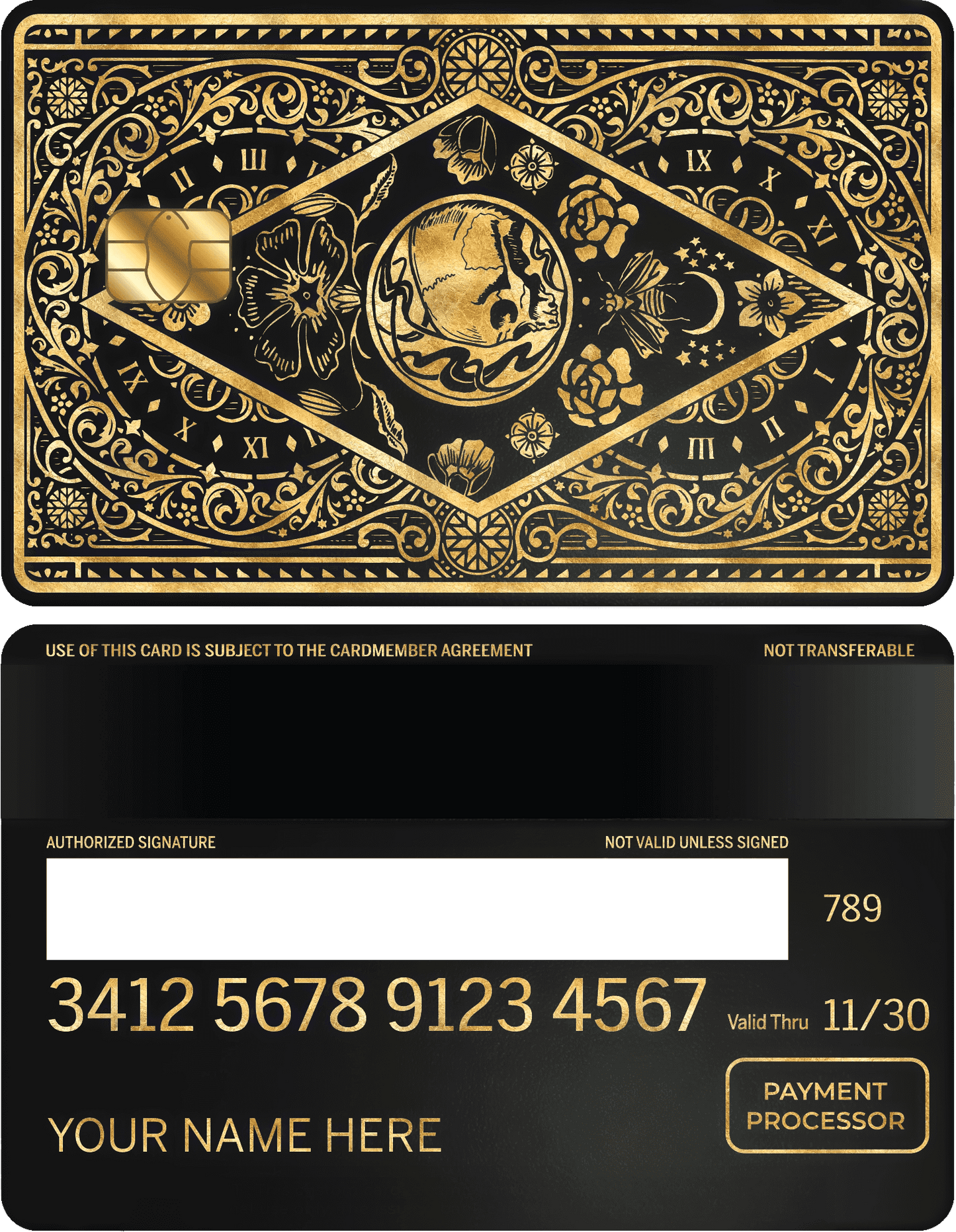 Premium Clock of Death vertical metal card designed for elite collectors and luxury clients