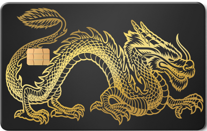 Dragon metal card by Gold Wraps, stainless steel with Western dragon design
