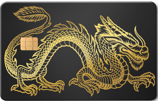 Dragon metal card by Gold Wraps, stainless steel with Western dragon design