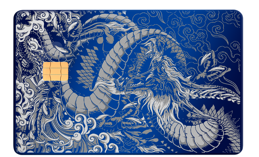 Premium Dragon of the East metal card with sleek metal card construction and high-end vibrant color design
