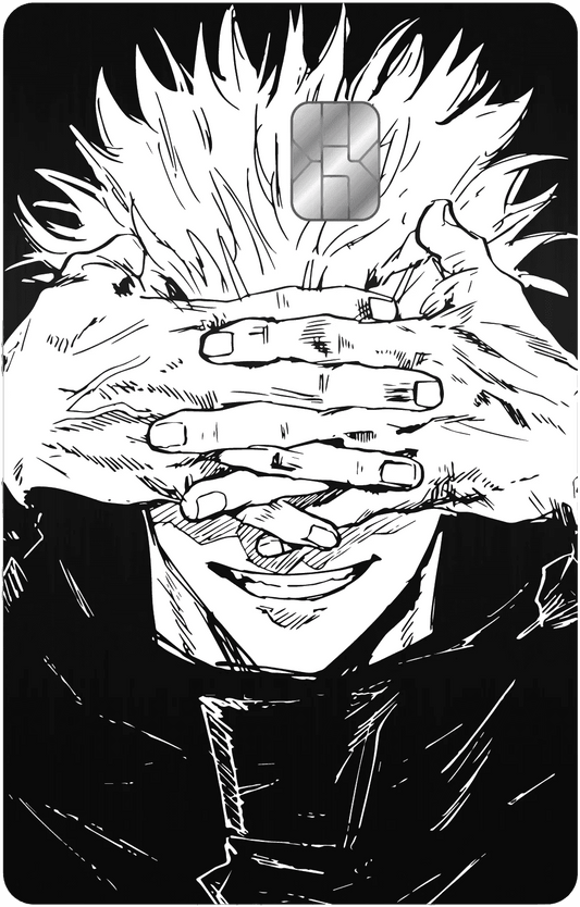 Gojo Satoru metal card by Gold Wraps, stainless steel with Jujutsu Kaisen anime design