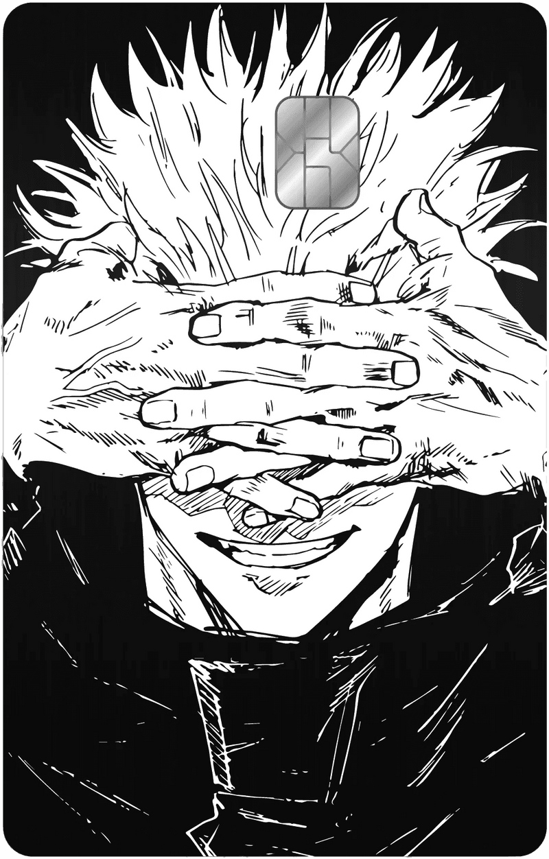 Gojo Satoru metal card by Gold Wraps, stainless steel with Jujutsu Kaisen anime design