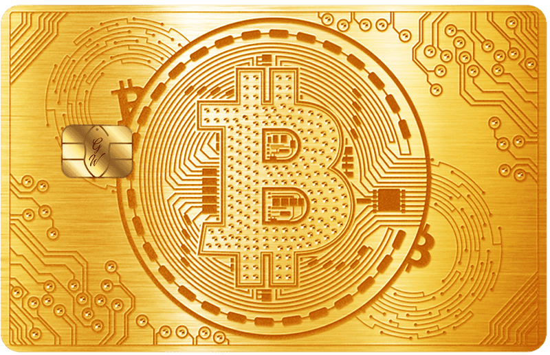 Gold Bitcoin metal card by Gold Wraps, premium gold stainless steel crypto card