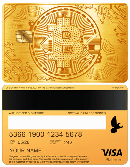 Elegant gold Bitcoin metal card for high-end cryptocurrency users