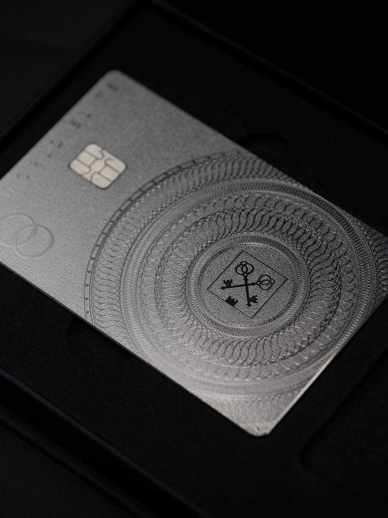 Premium luxury Goldman Lampe silver metal card designed for high-net-worth international banking clients