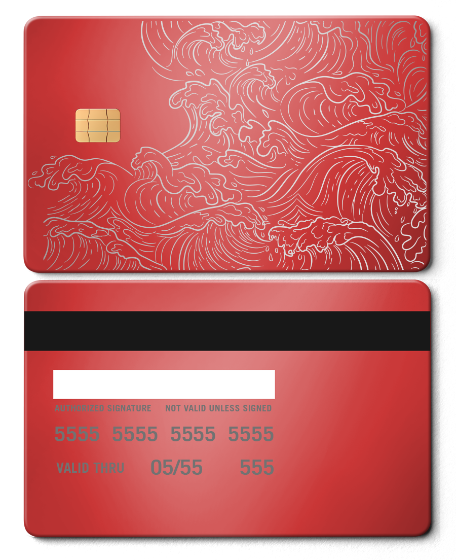 Premium Hokusai Wave metal card with modern luxury metal card finish and custom color design