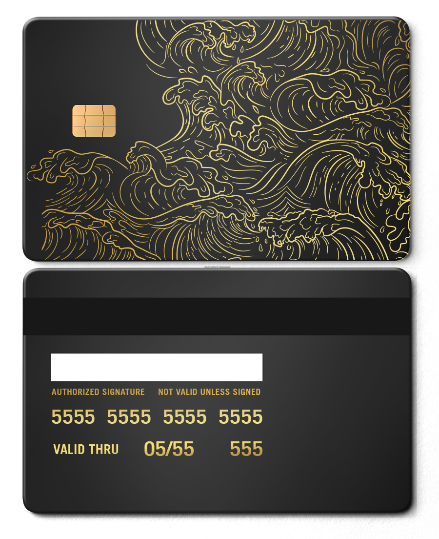 Exclusive Hokusai Wave metal card with sophisticated metal card finish and premium color design for international collectors