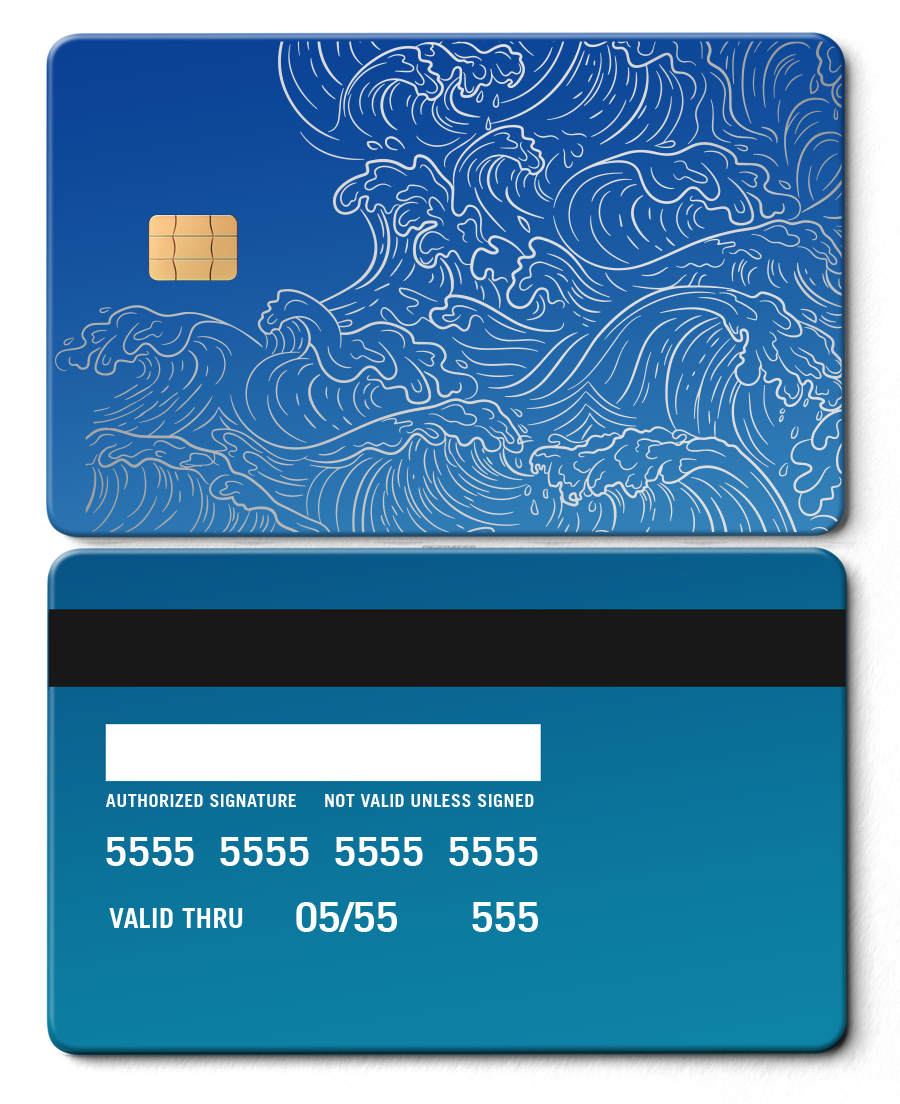 Elite Hokusai Wave metal card featuring engraved metal card details and luxury international color appeal