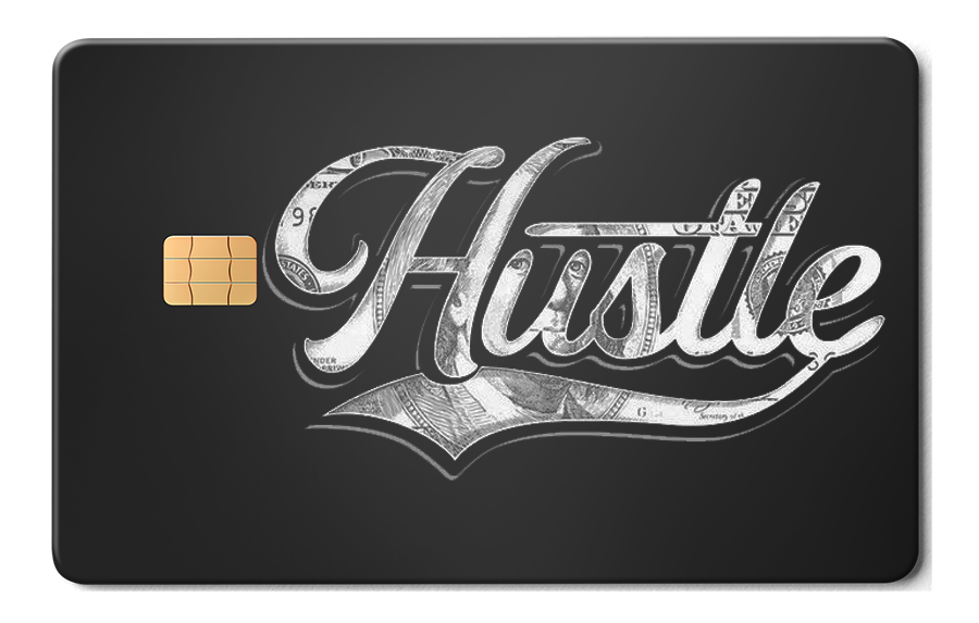 Hustle dollar metal card by Gold Wraps, premium stainless steel with dollar sign design