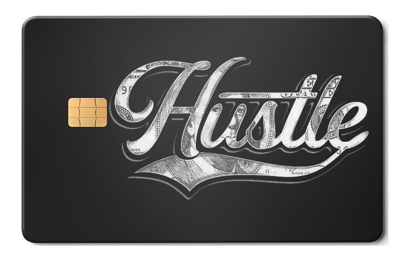Hustle dollar metal card by Gold Wraps, premium stainless steel with dollar sign design