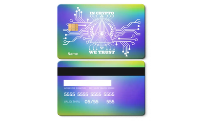 Premium In Crypto We Trust metal card featuring modern luxury metal card design and international cryptocurrency appeal