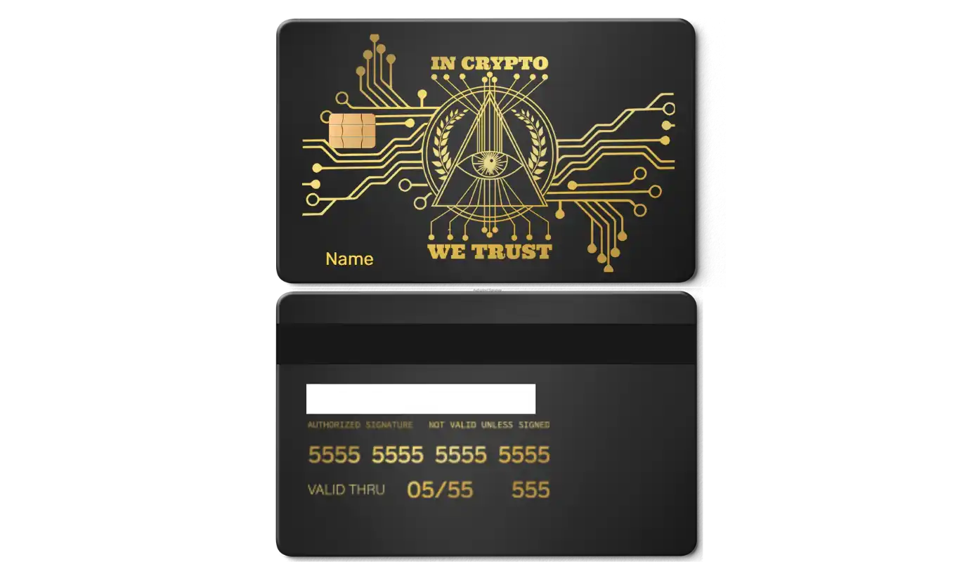Exclusive In Crypto We Trust metal card with sophisticated metal card finish and premium international appeal