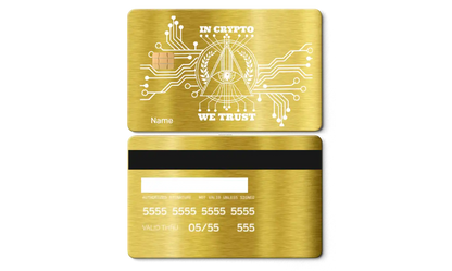 Luxury In Crypto We Trust metal card with sleek metal card finish and elite global crypto appeal