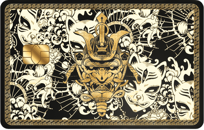 Japanese Samurai metal card by Gold Wraps, stainless steel with samurai warrior design