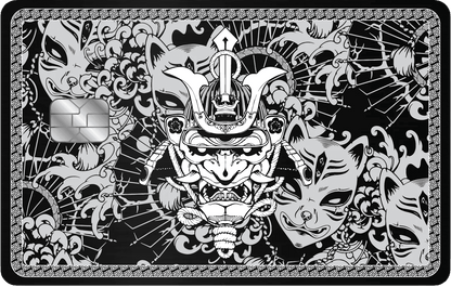 Luxury Japanese Samurai metal card featuring intricate warrior engraving