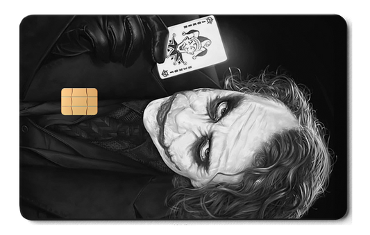 Joker metal card by Gold Wraps, stainless steel with Dark Knight Joker design