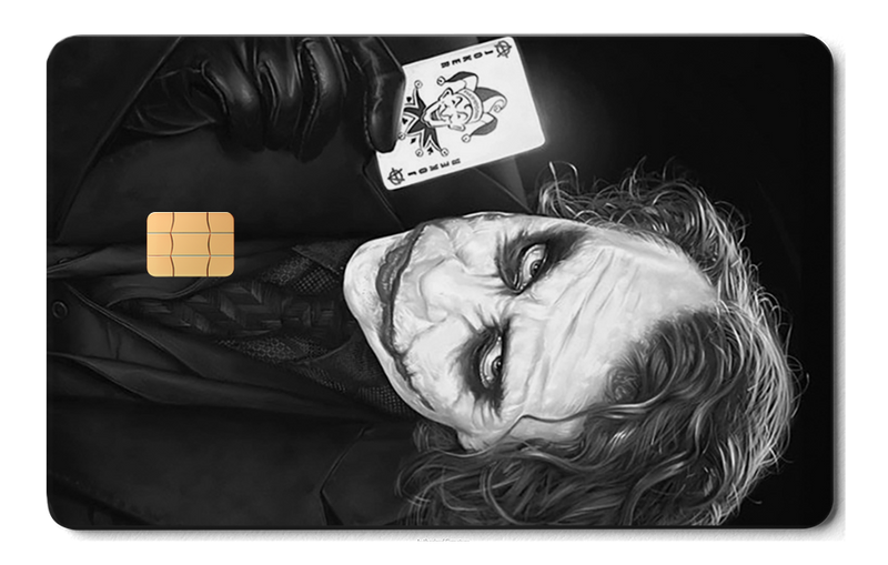 Joker metal card by Gold Wraps, stainless steel with Dark Knight Joker design