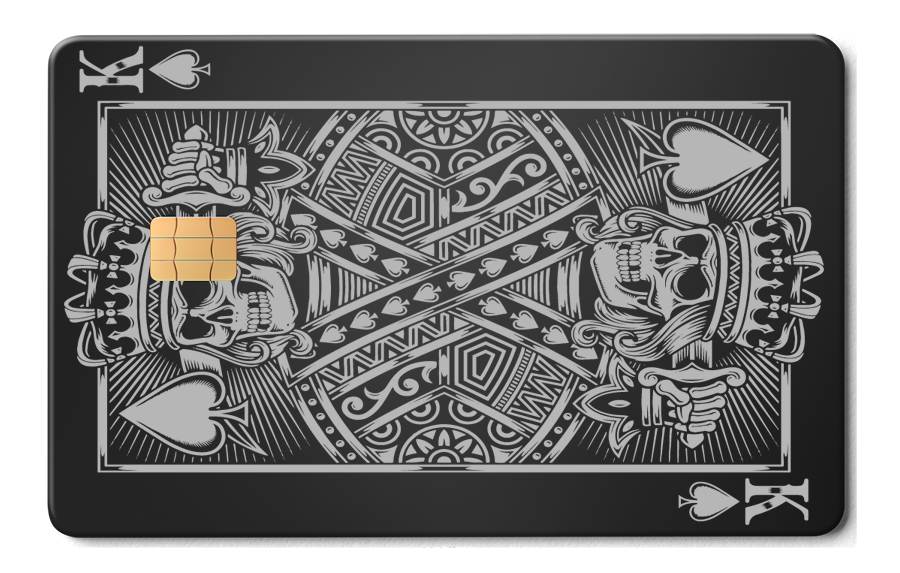 Luxury King of Spades metal cards featuring detailed engraving, high-end custom metal cards worldwide