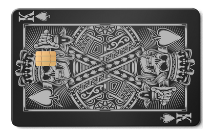 Luxury King of Spades metal cards featuring detailed engraving, high-end custom metal cards worldwide