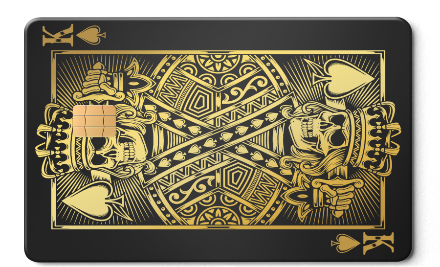 King of Spades metal card by Gold Wraps, stainless steel playing card design
