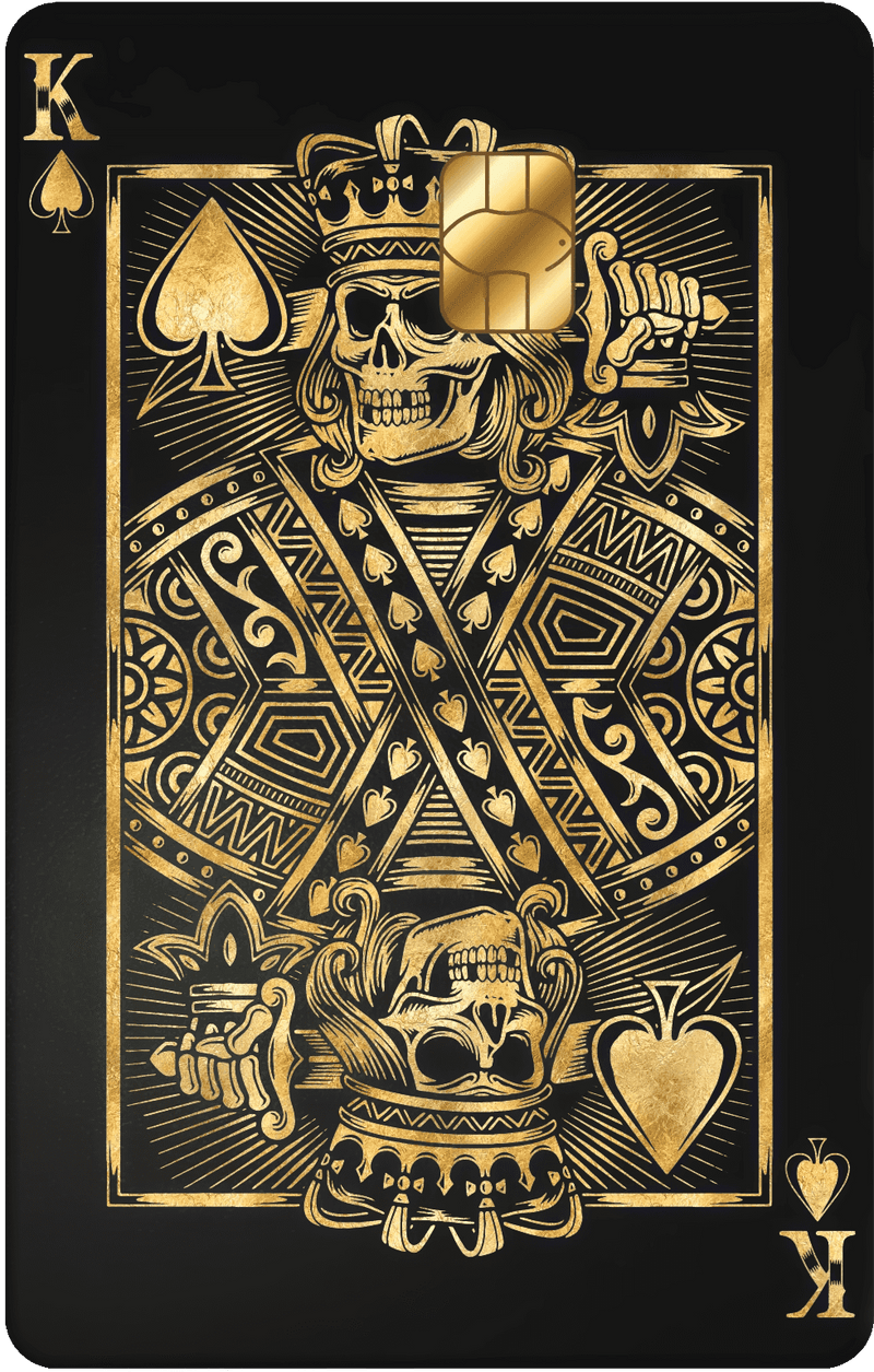 King of Spades vertical metal card by Gold Wraps, premium stainless steel playing card design